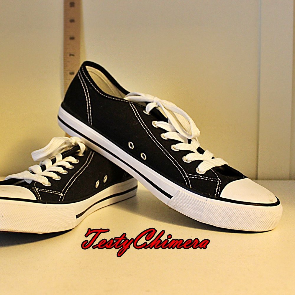 Mens OT Revolution BLACK Canvas Low Top Sneakers Shoes Size 9